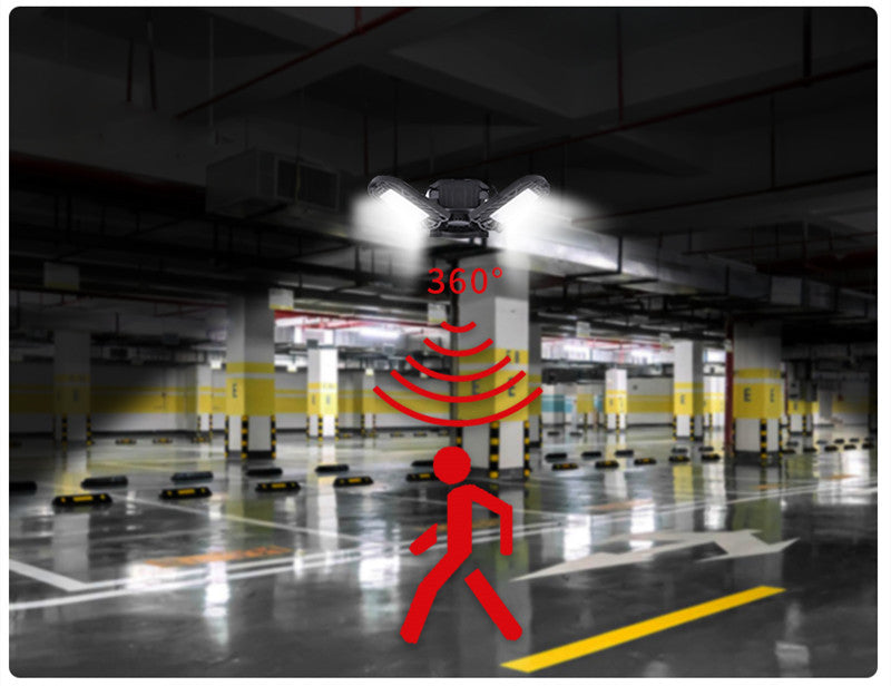 60W Deformable LED Garage Light – High-Intensity Industrial Lamp with Adjustable Panels