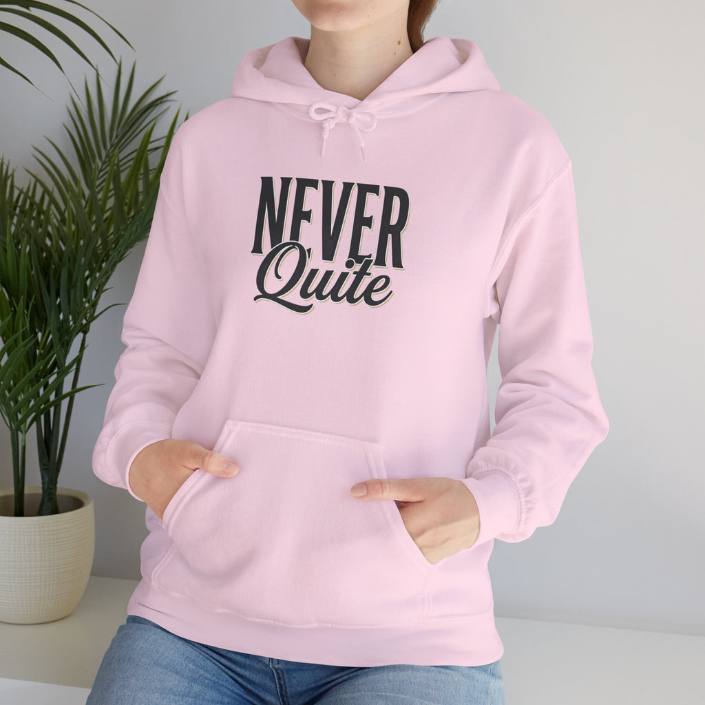 Never Quite Done hoodie side profile view