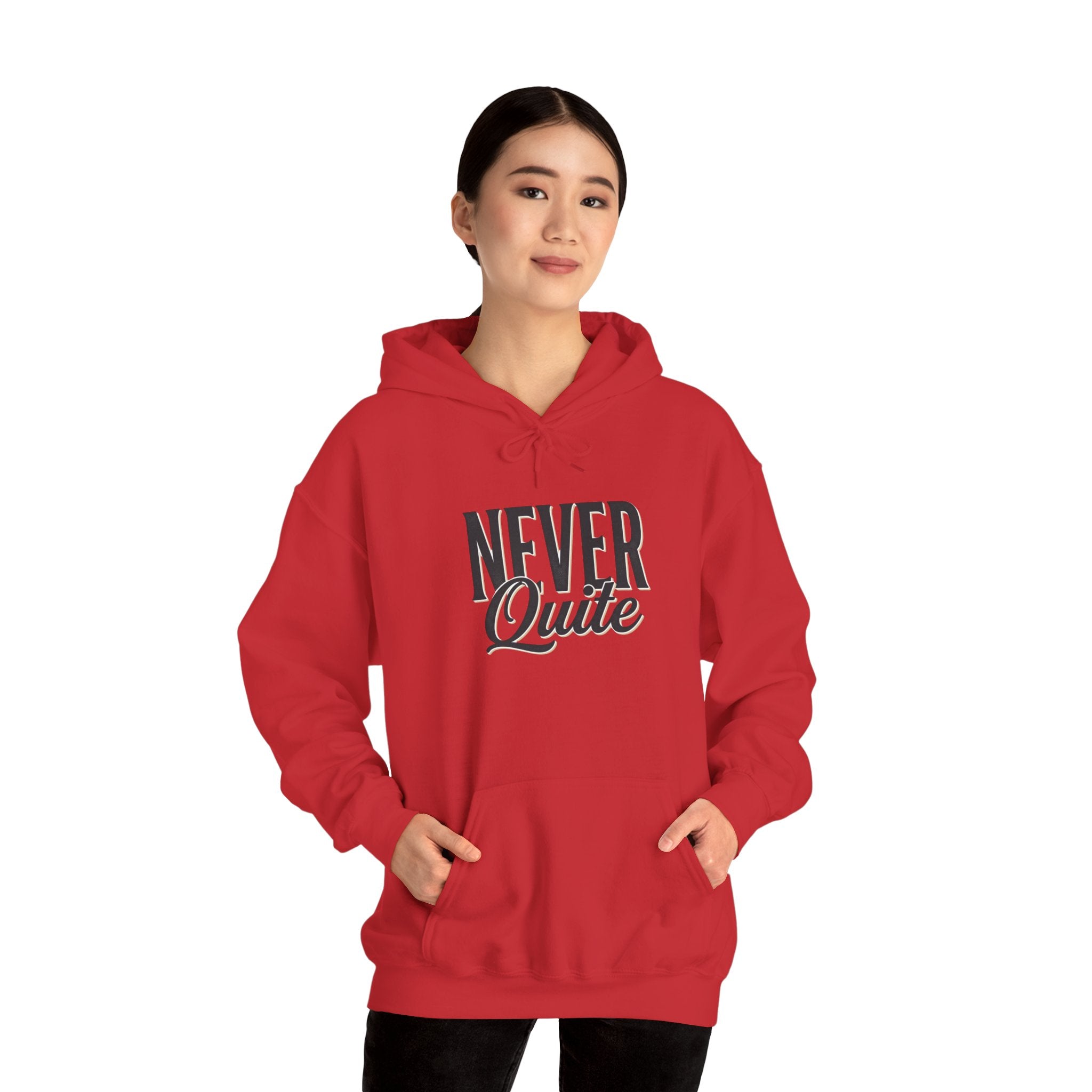 Never Quite Done hoodie side profile view