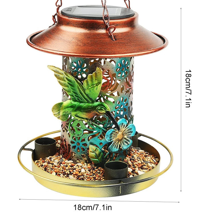 Vintage Solar Lantern Bird Feeder – Outdoor Hanging Metal Feeder & Garden Light For Bird Lovers